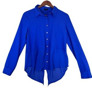 Mine Royal Blue Sheer Button-Down Women's Blouse